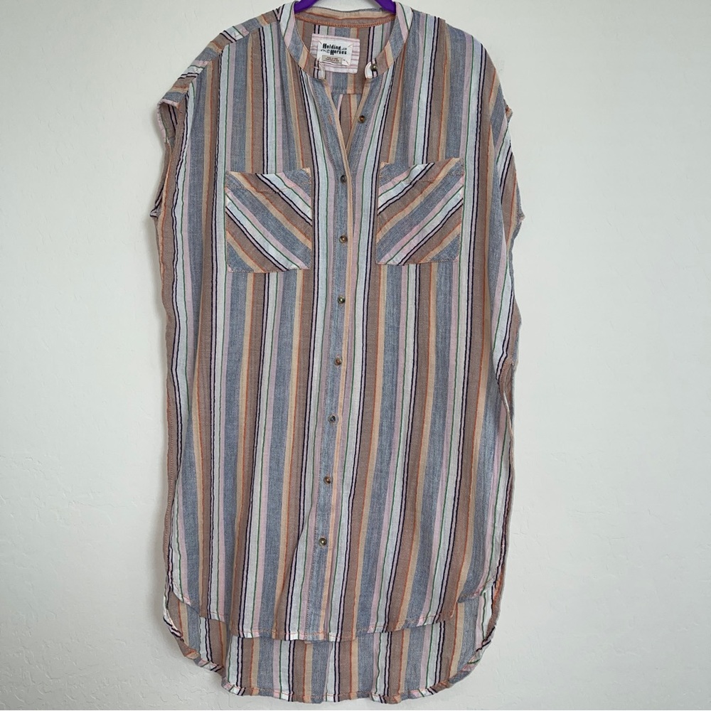 Anthropologie Holding Horses Multi Colored Striped Tunic Top Size Medium